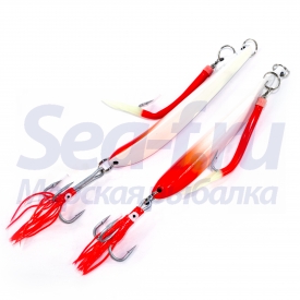 Пилькер Bottom Strike BiColor Pilk 700гр (White-Fl.Red/Glow)